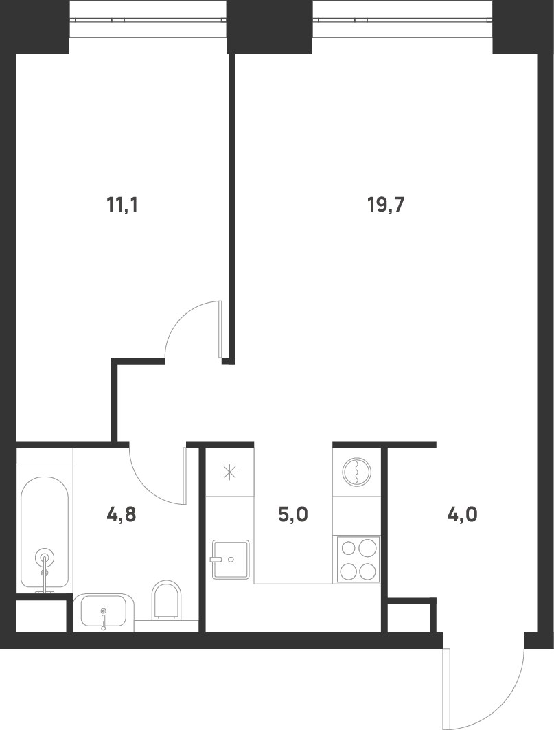 Планировка 44.6 м²