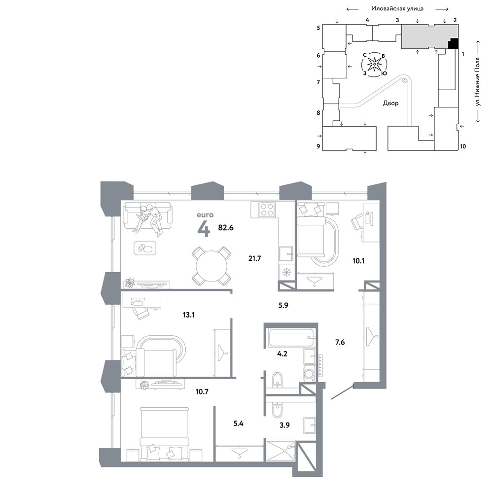 Планировка 82.6 м²