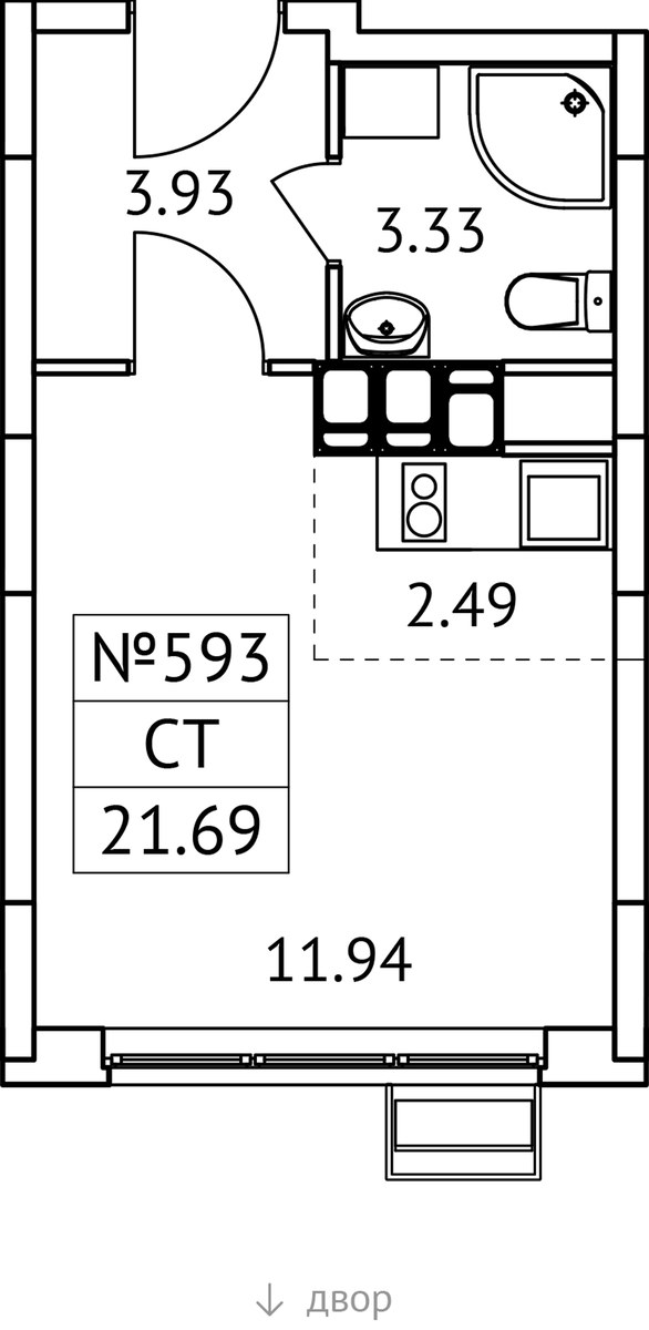 Планировка 21.69 м²
