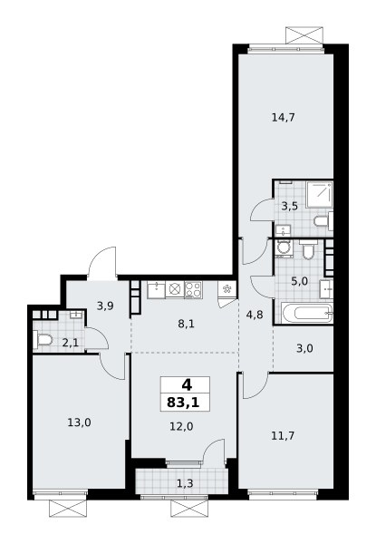 Планировка 83.1 м²