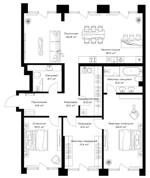 Планировка 138.6 м²