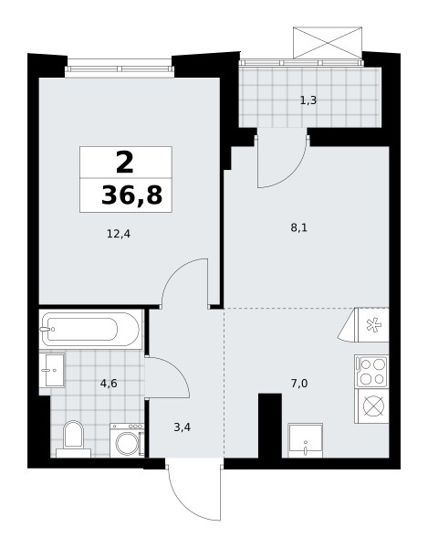 Планировка 36.7 м²