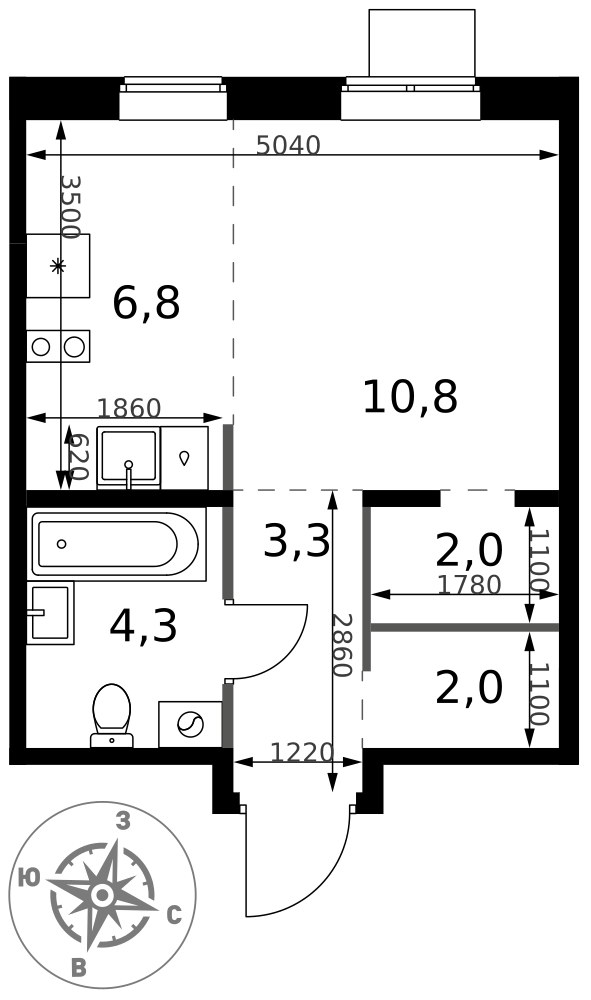 Планировка 29.2 м²