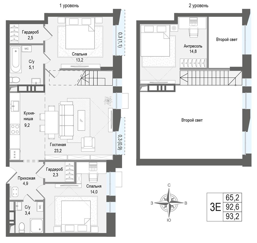 Планировка 92.6 м²
