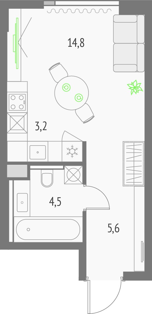 Планировка 28.0 м²