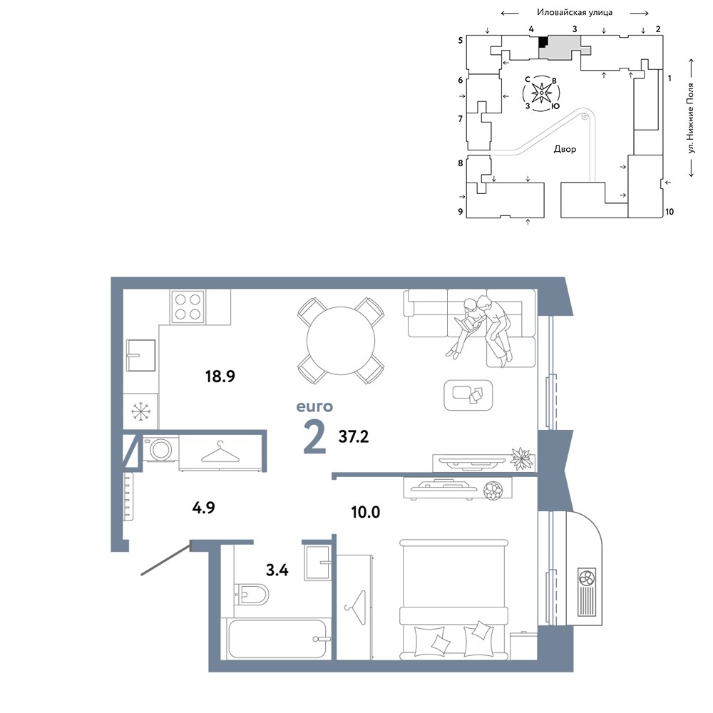 Планировка 37.2 м²