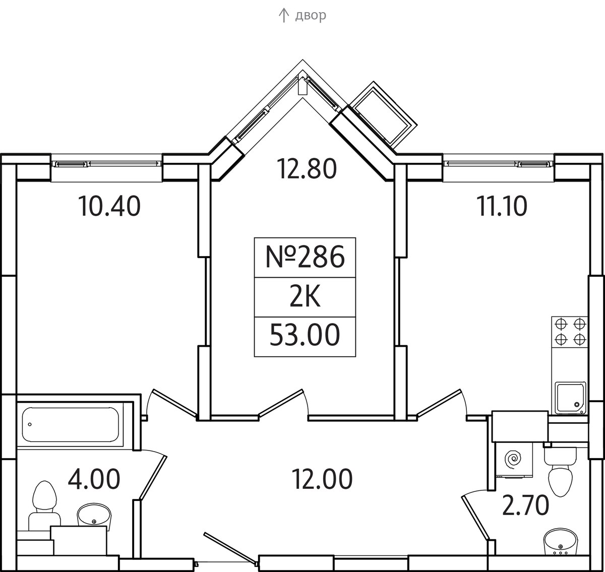 Планировка 53.0 м²