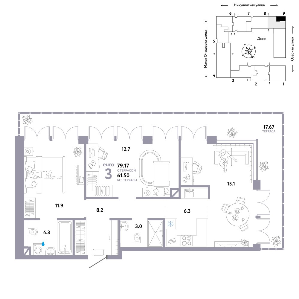 Планировка 79.17 м²