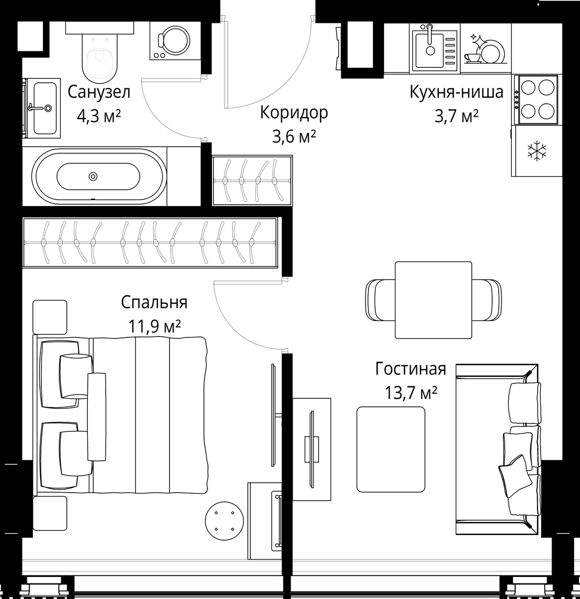 Планировка 37.2 м²