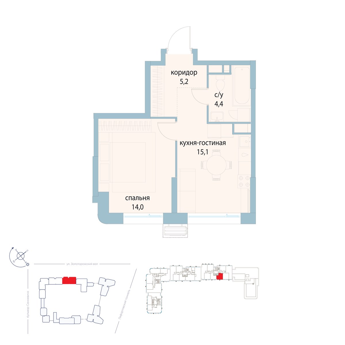 Планировка 38.7 м²