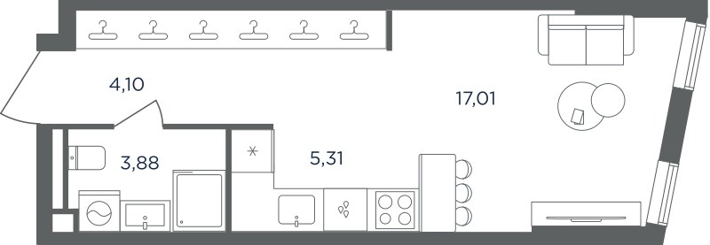Планировка 30.3 м²