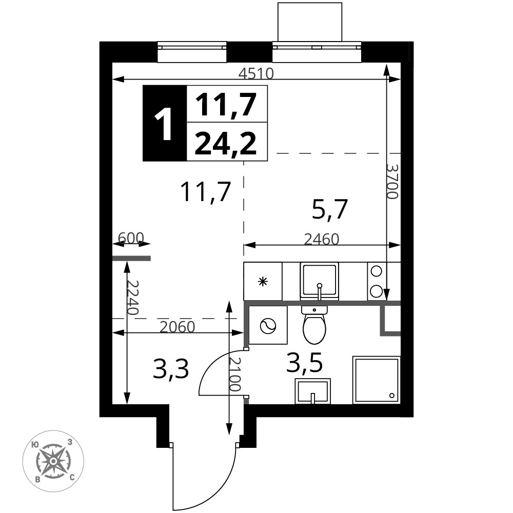 Планировка 24.2 м²