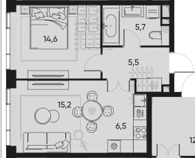 Планировка 47.7 м²