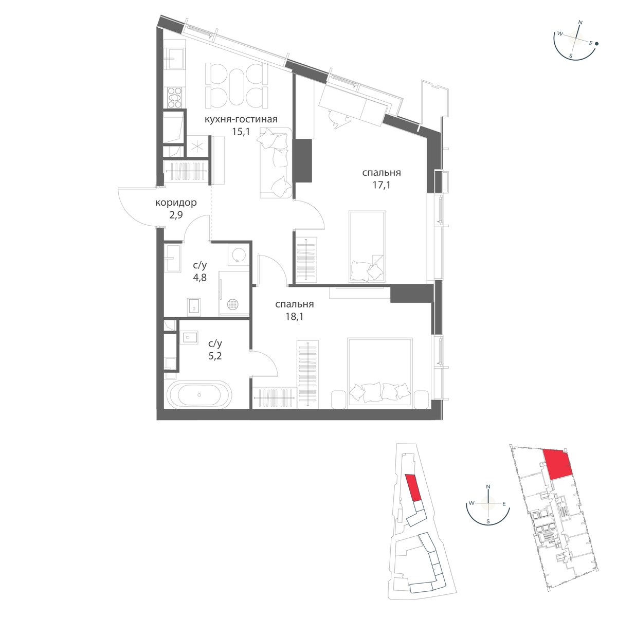 Планировка 63.2 м²