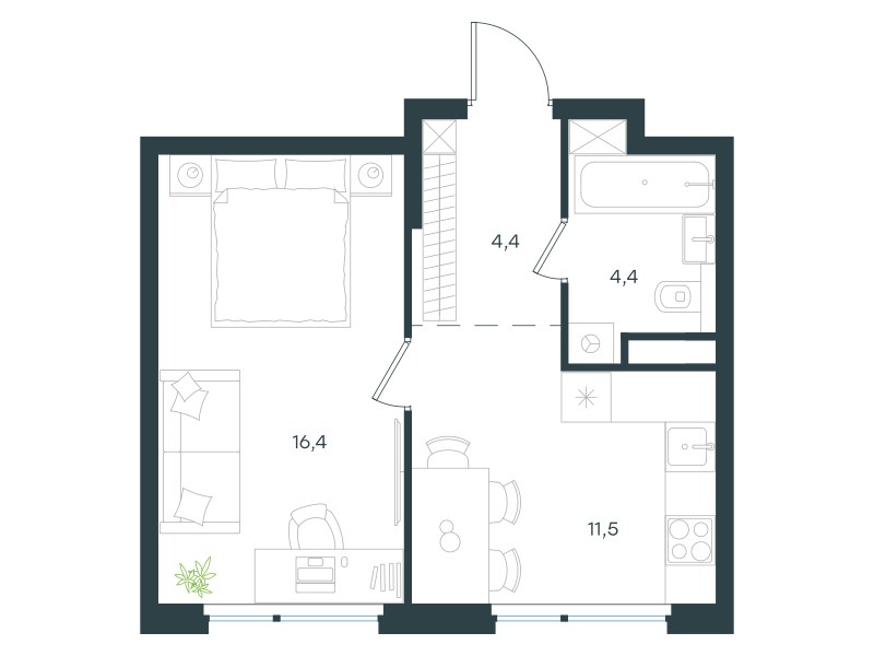 Планировка 36.7 м²