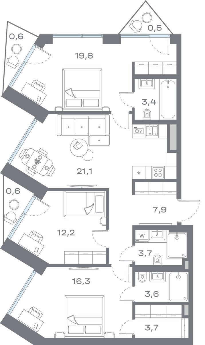 Планировка 92.88 м²