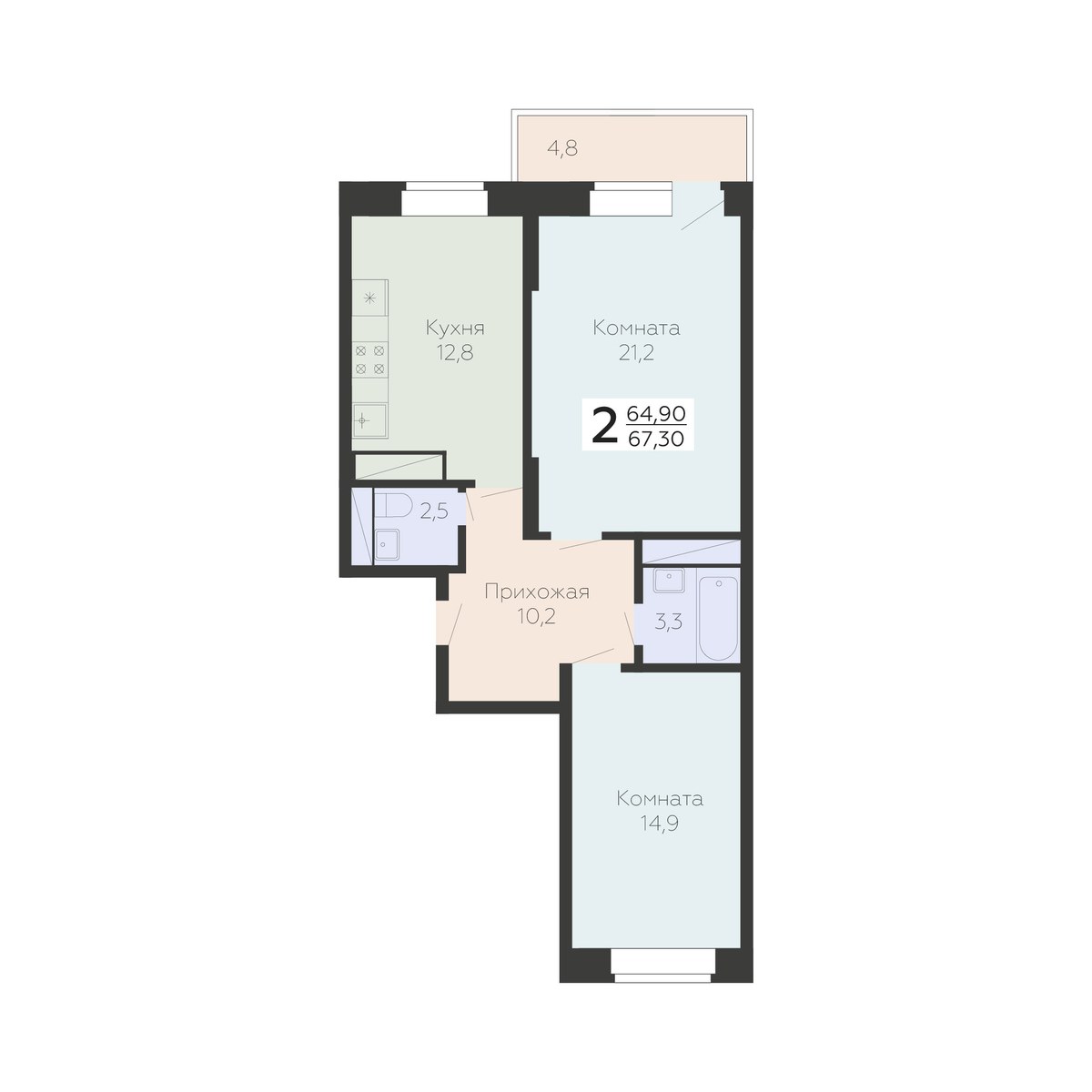 Планировка 67.3 м²