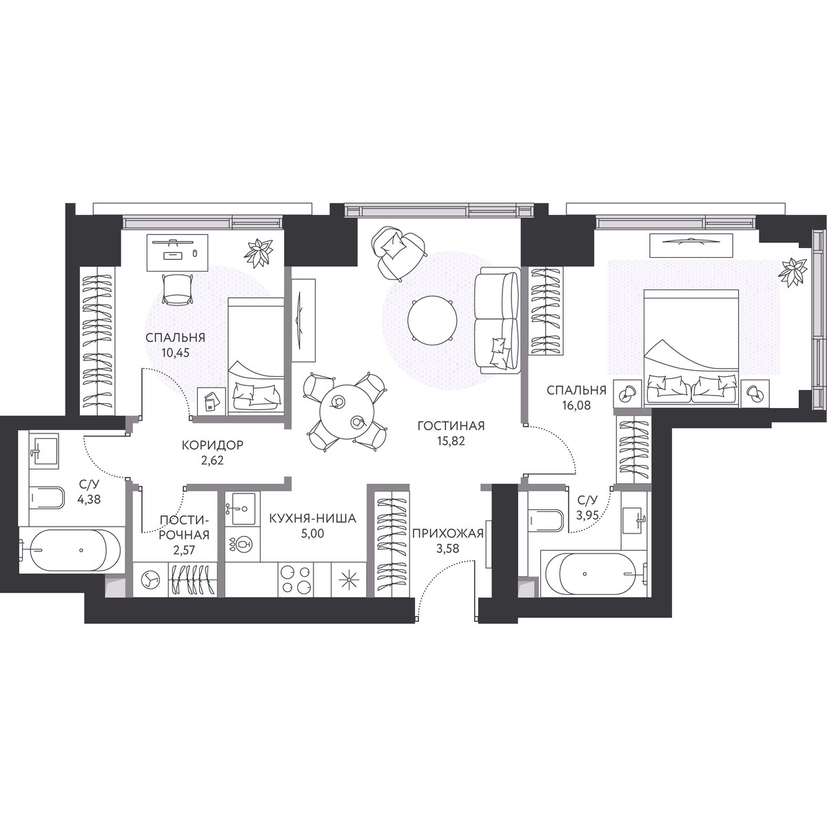 Планировка 65.1 м²
