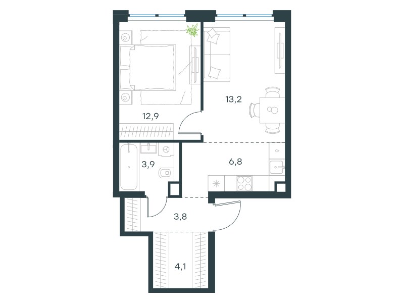 Планировка 44.7 м²