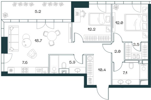 Планировка 85.0 м²