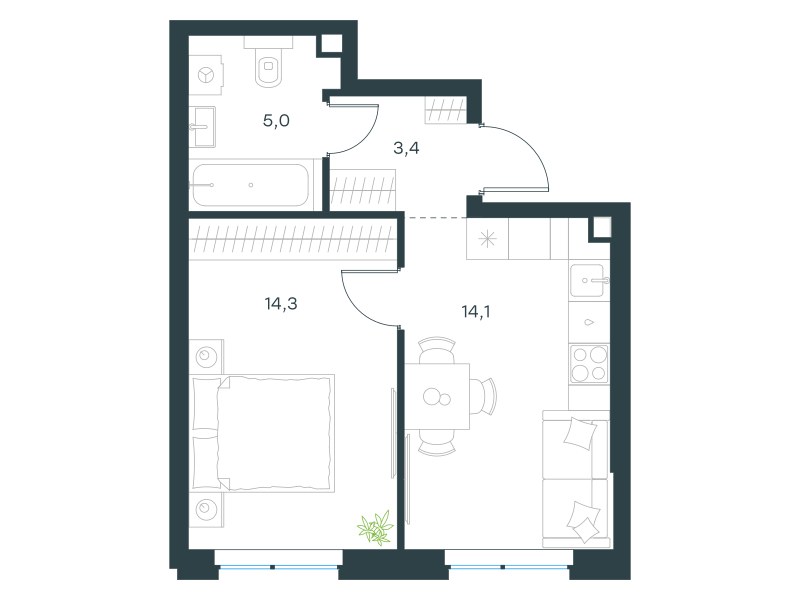 Планировка 36.8 м²