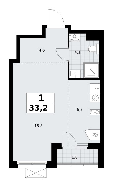 Планировка 33.2 м²