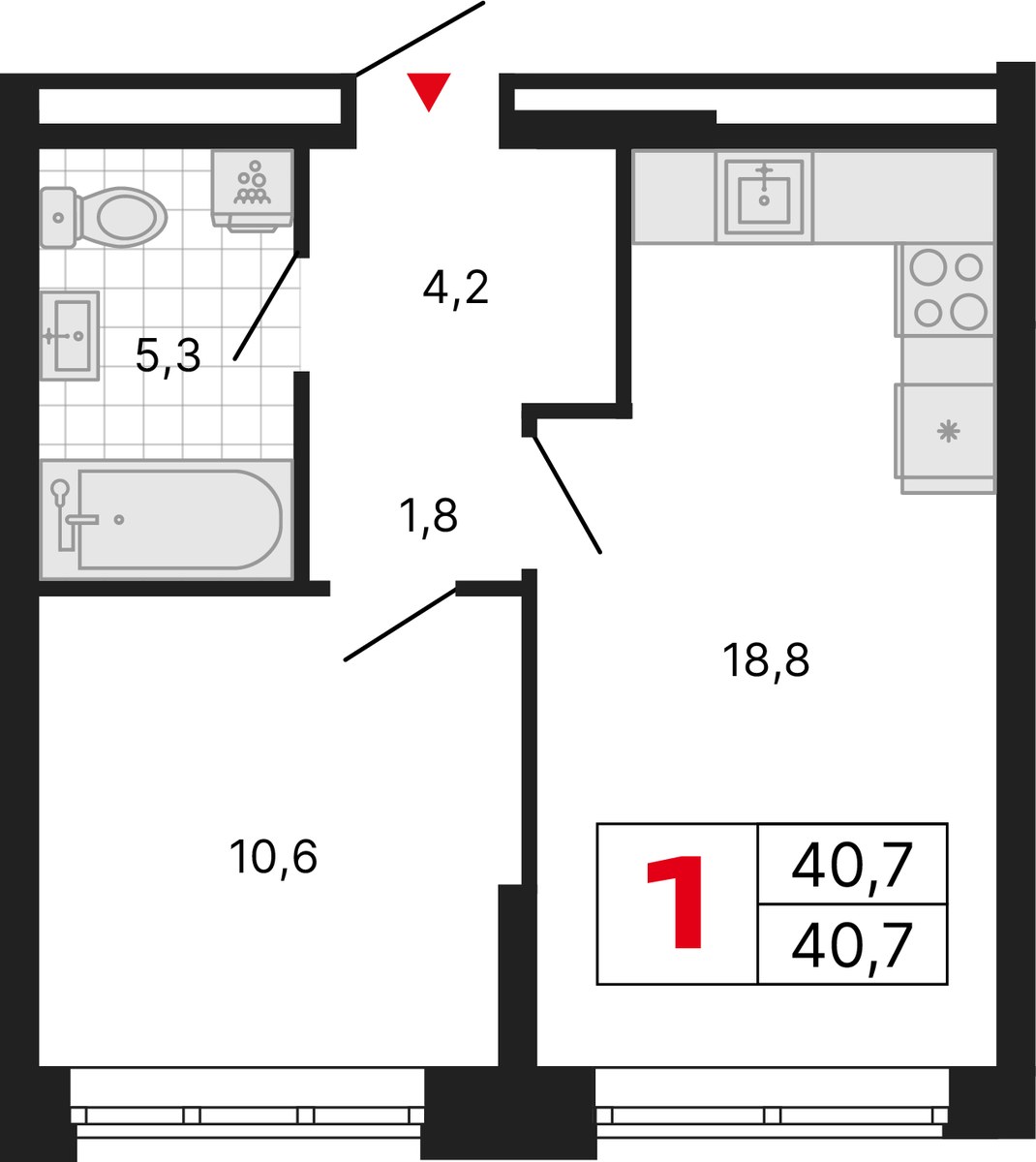 Планировка 40.7 м²