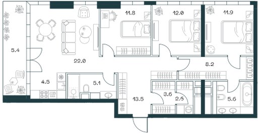 Планировка 106.2 м²