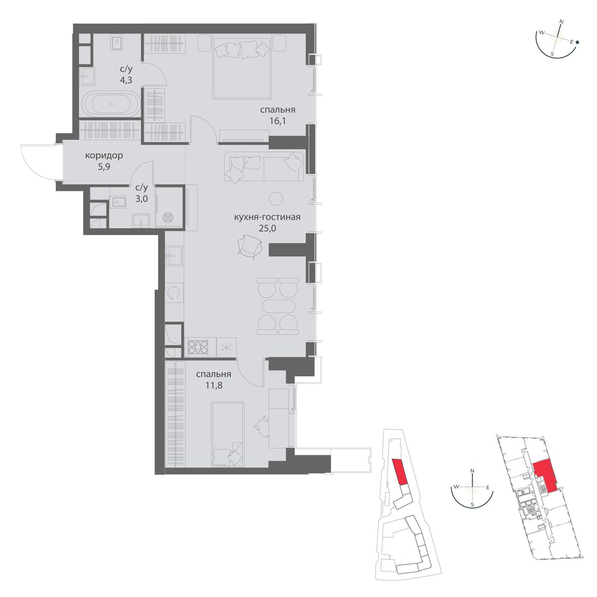 Планировка 66.1 м²