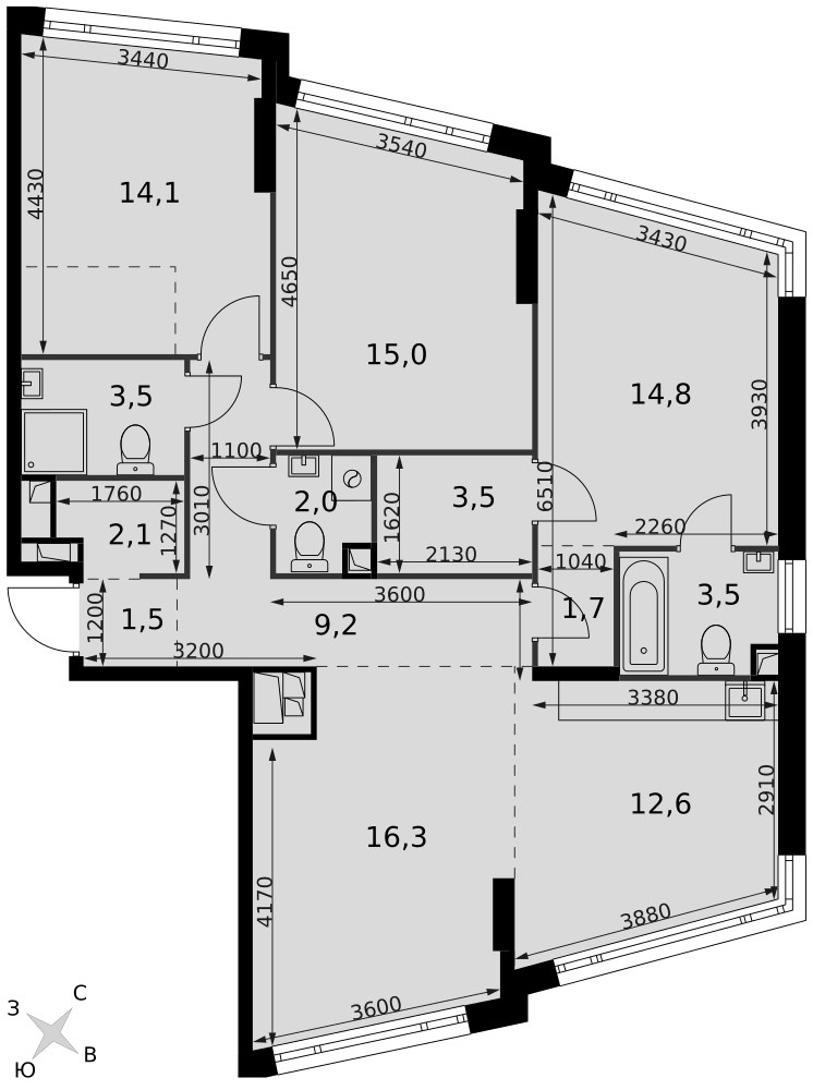 Планировка 99.8 м²
