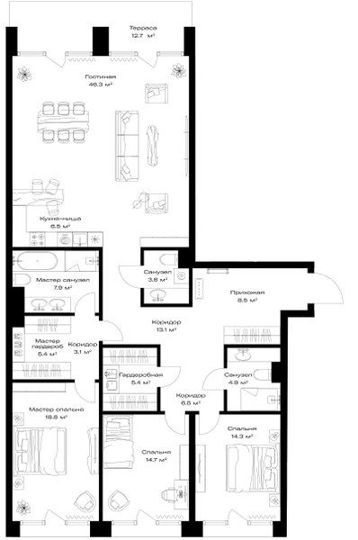 Планировка 162.8 м²