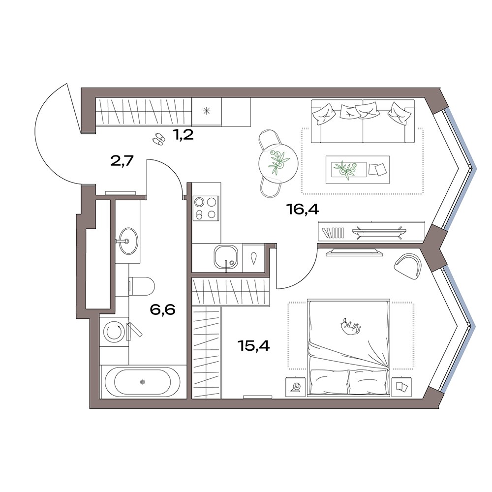 Планировка 42.2 м²