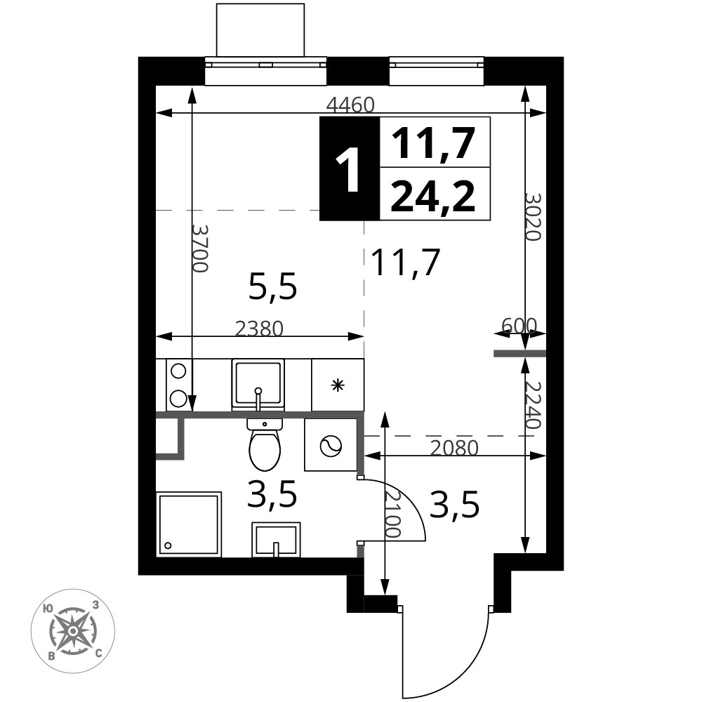 Планировка 24.2 м²