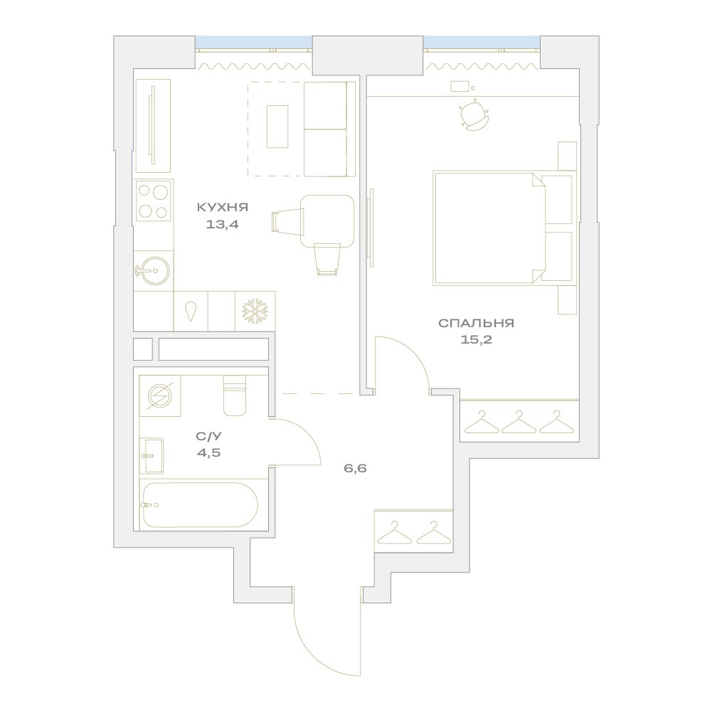 Планировка 40.4 м²