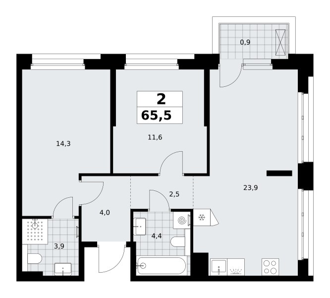 Планировка 65.5 м²