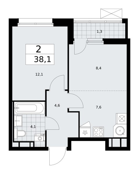 Планировка 38.1 м²