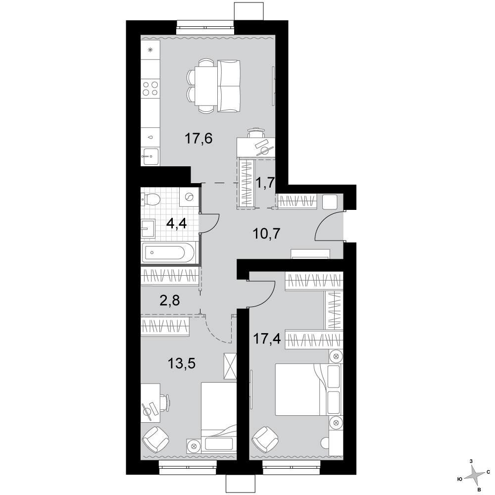 Планировка 68.1 м²