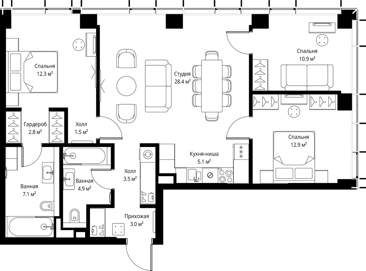 Планировка 92.4 м²