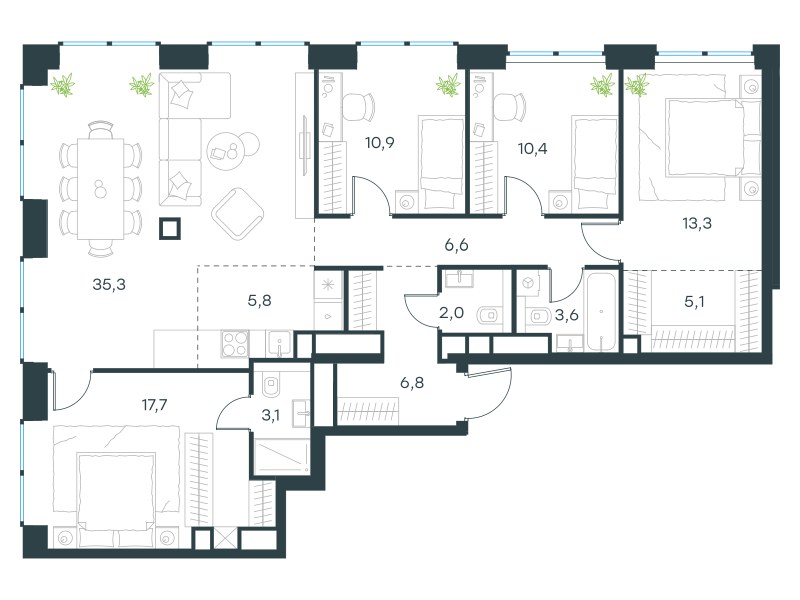 Планировка 120.5 м²