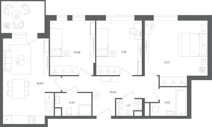 Планировка 77.8 м²