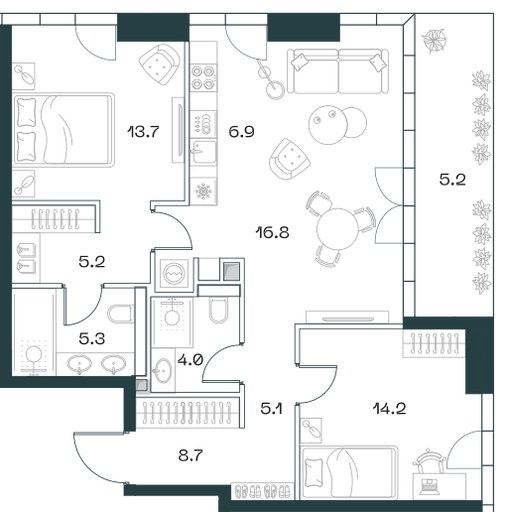 Планировка 86.0 м²