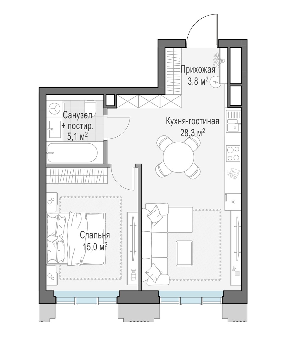 Планировка 52.3 м²
