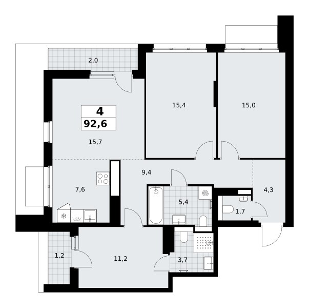 Планировка 92.6 м²