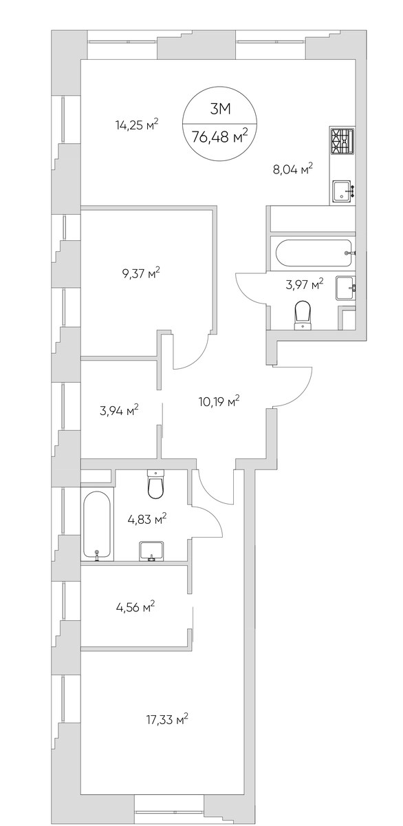 Планировка 76.5 м²