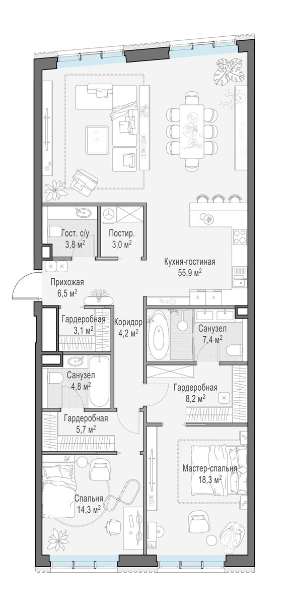 Планировка 134.2 м²