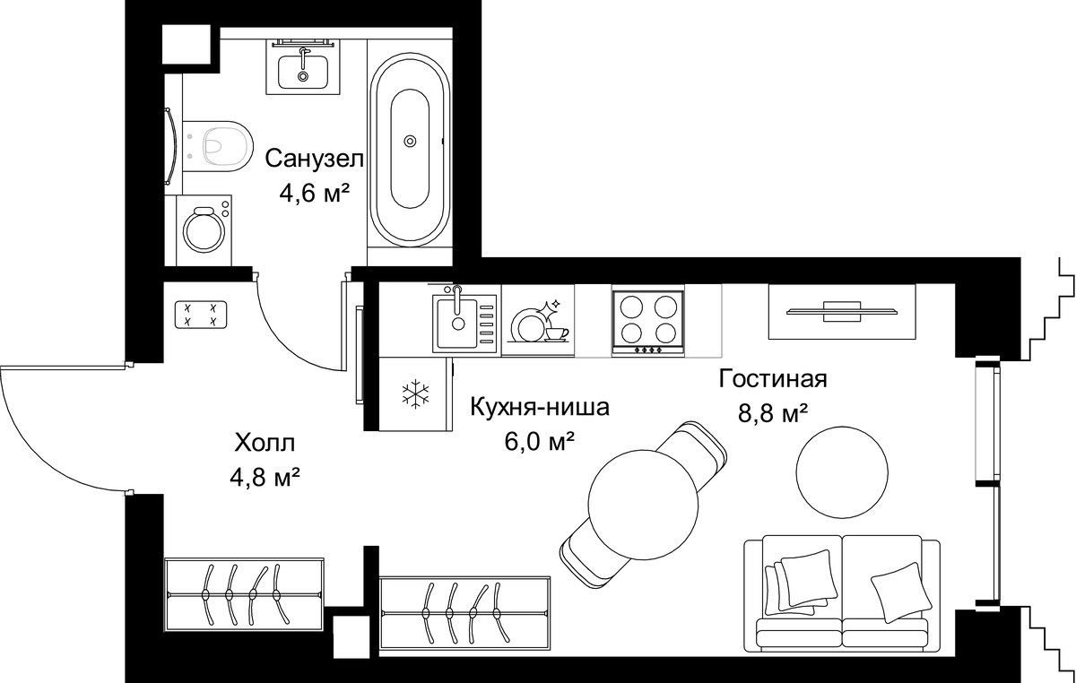 Планировка 24.2 м²