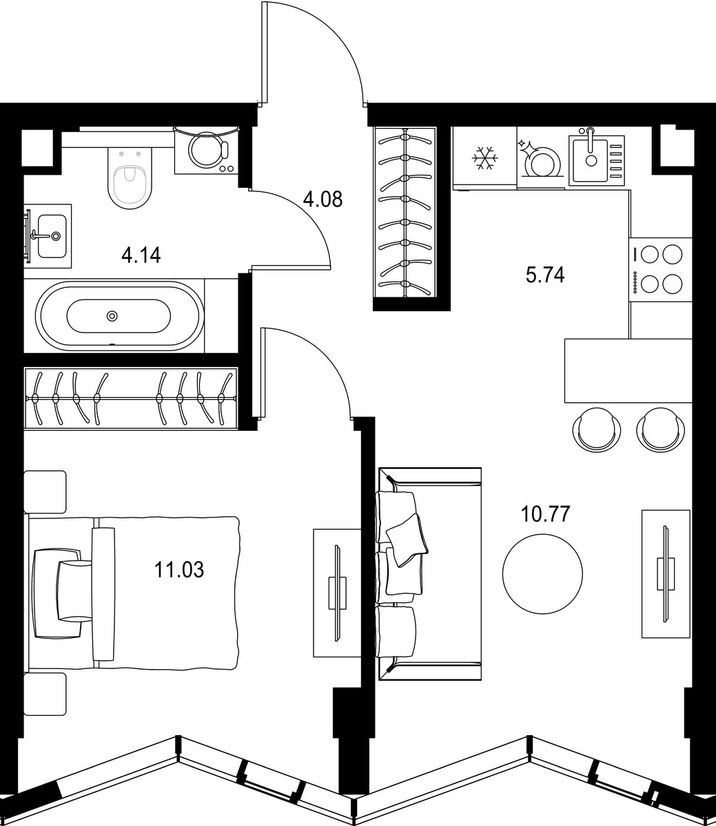 Планировка 35.76 м²