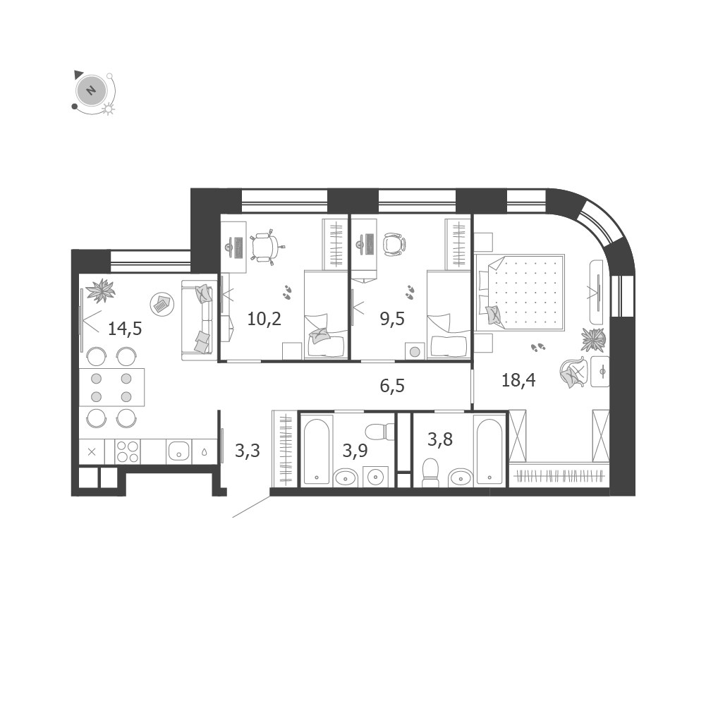 Планировка 70.1 м²