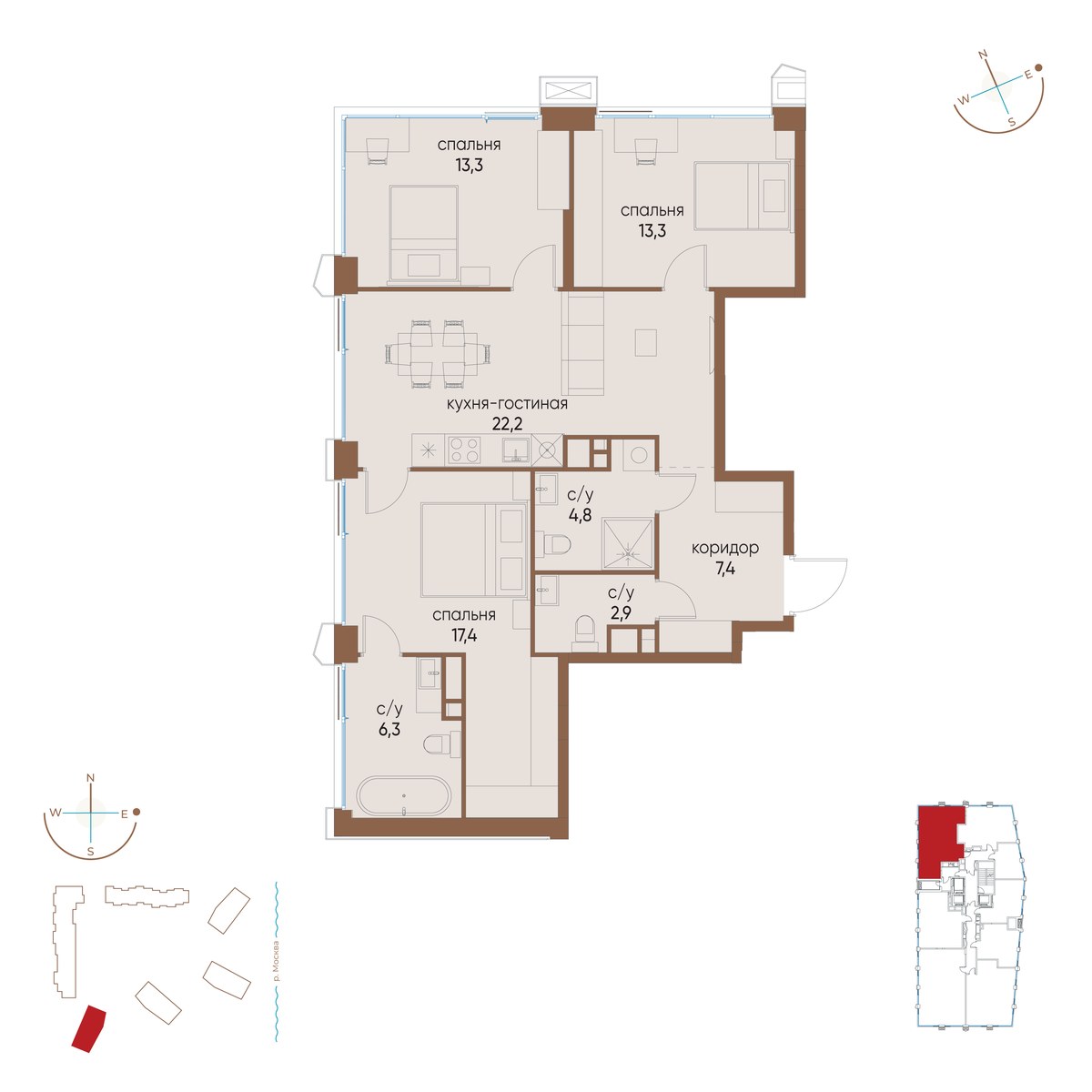 Планировка 87.6 м²