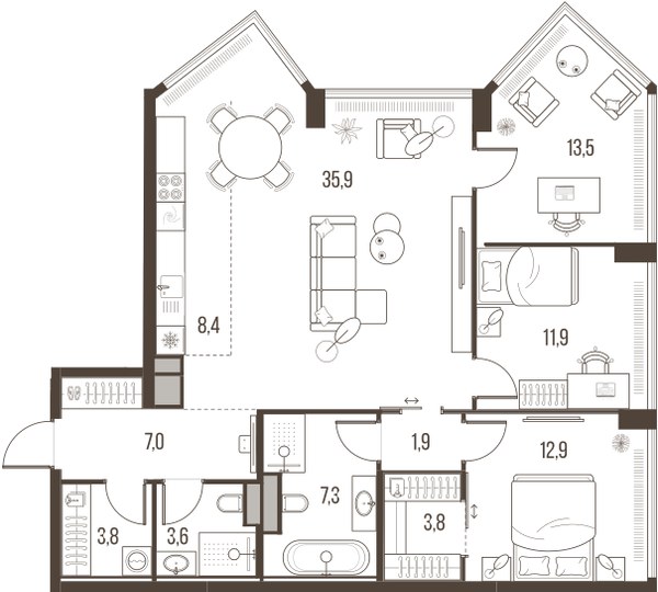 Планировка 110.0 м²